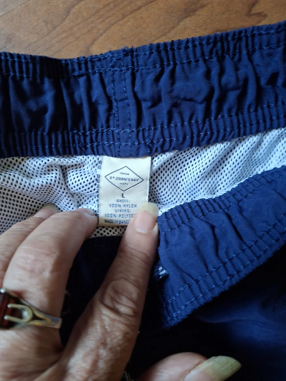 St. John’s Bay Men’s Large Blue Swim Trunks Mesh Lined Drawstring (Sho004)